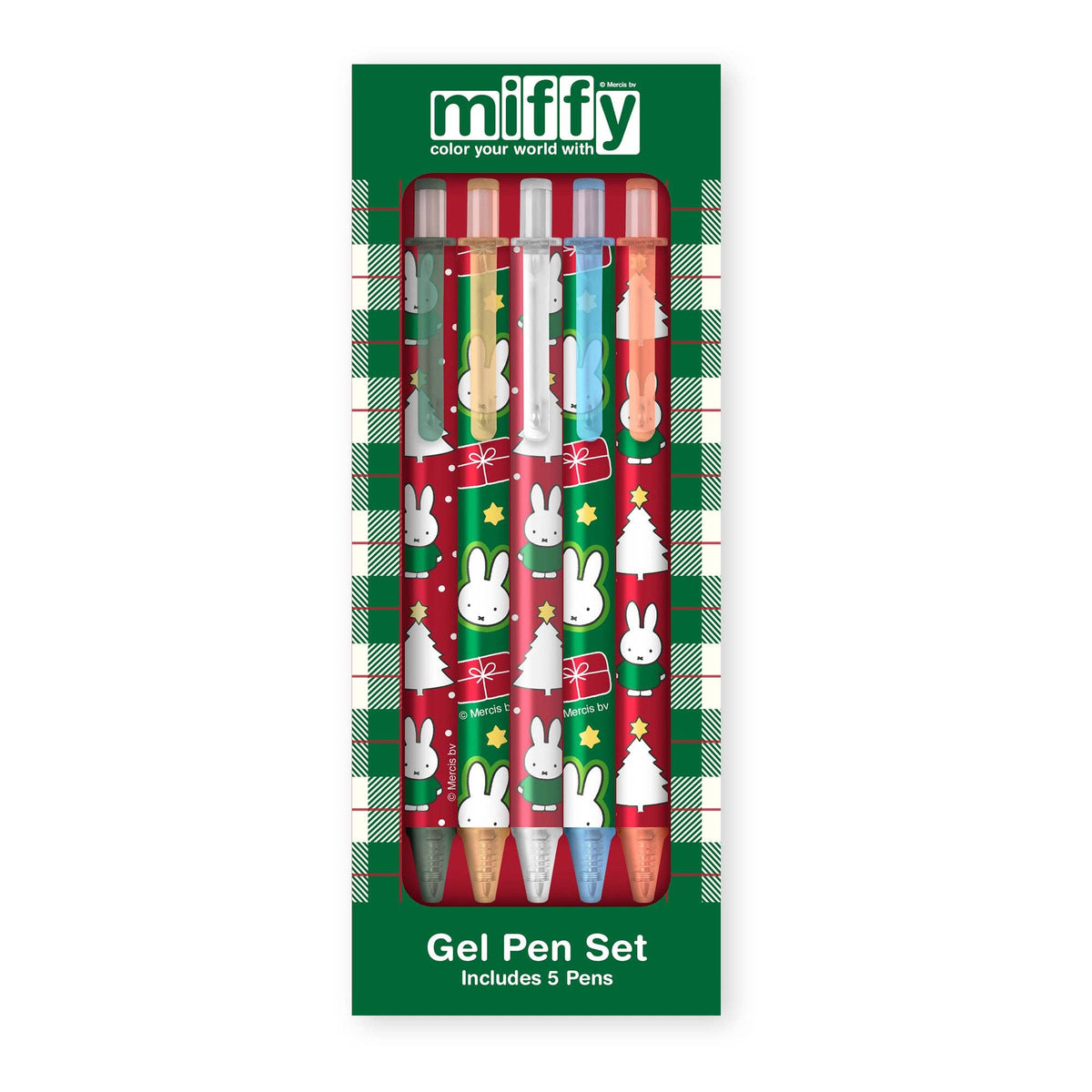 Miffy Christmas Plaid Gel Pen Set