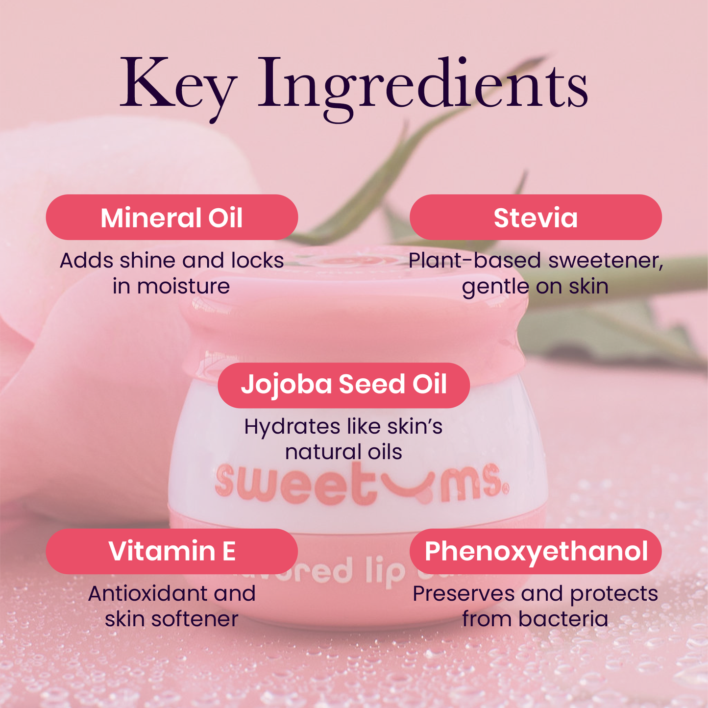 Sweet Rose Flavored Lip Balm Lip Gloss Beauty Vegan