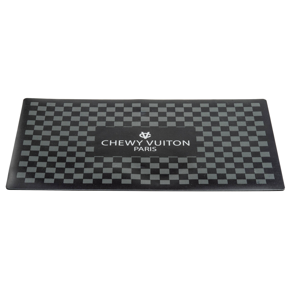 Black Checker Chewy Vuiton Placemat for Cat or Dog Bowl