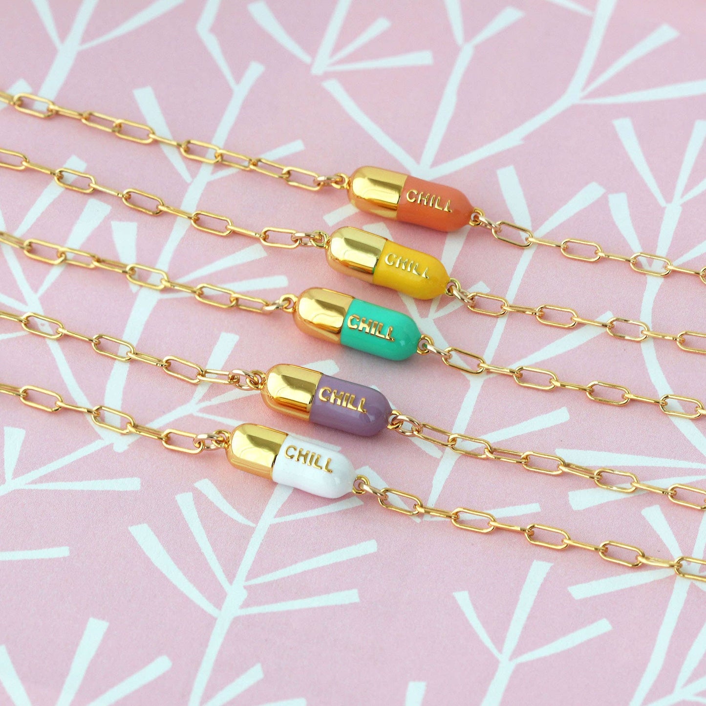 Chill Pill Charm Bracelet 18K Gold Vermeil