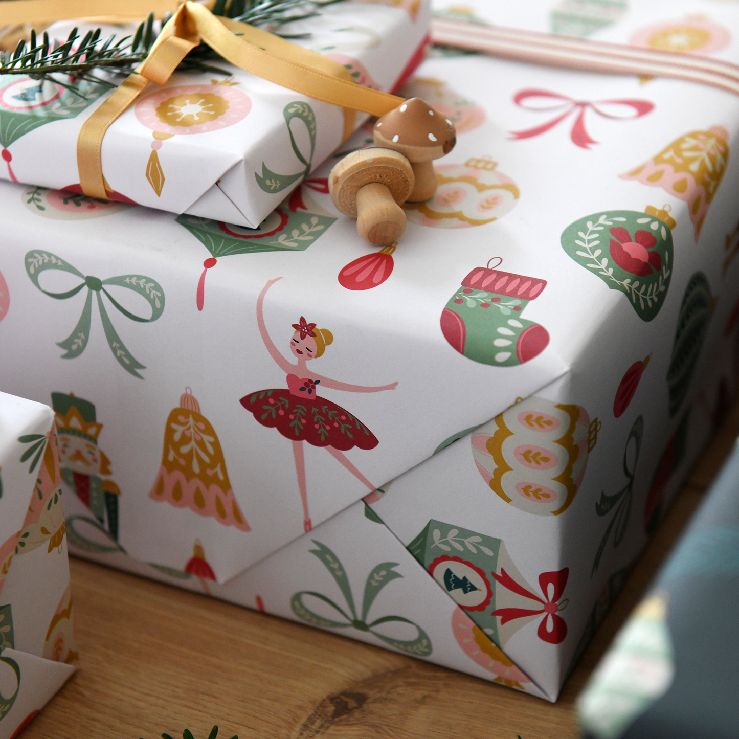 Nutcracker White Christmas Wrapping Paper