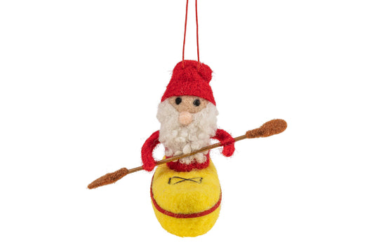 Felt Ornament: Santa in canoe ornament