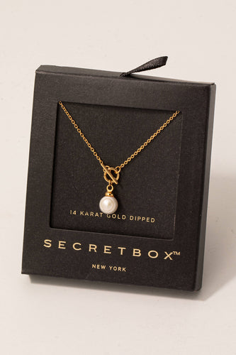 Secret Box Gold Dipped Pearl Bead Pendant Necklace - Front & Company: Gift Store