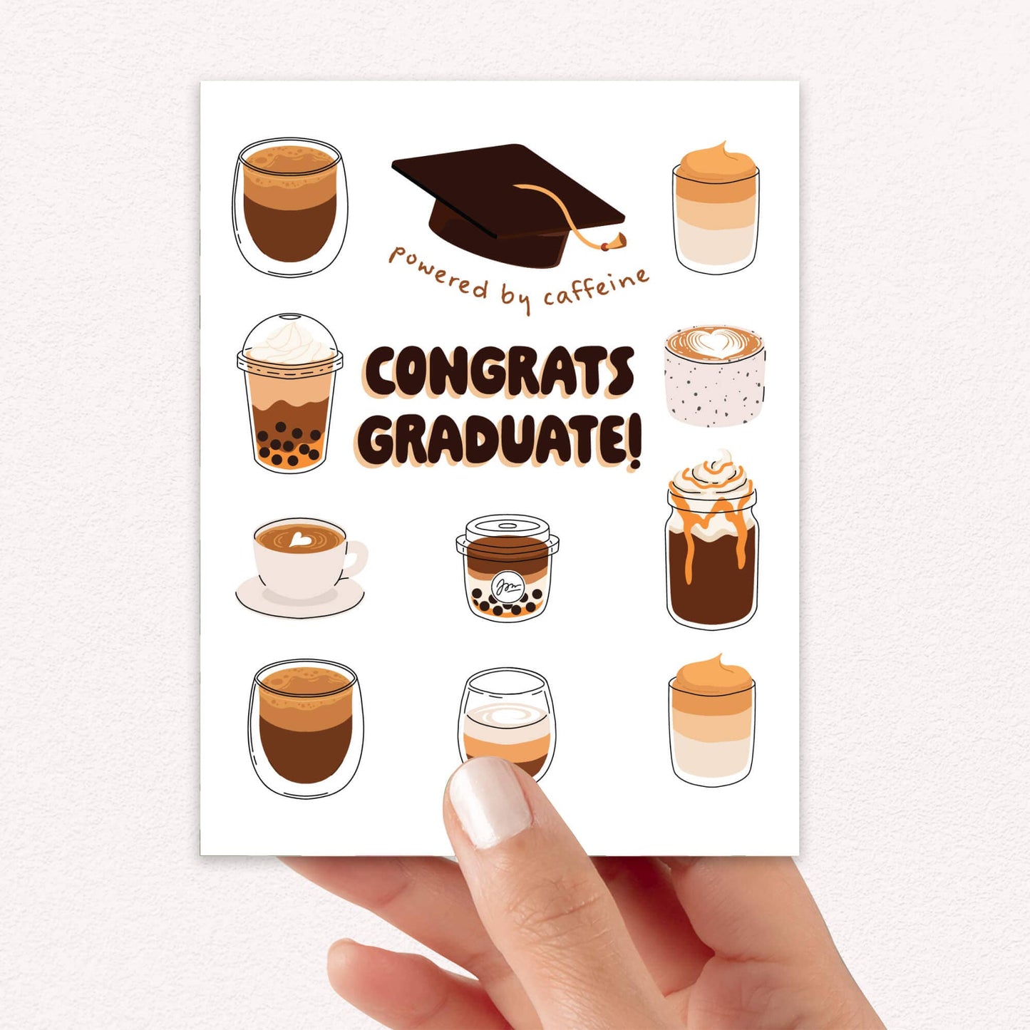 Coffee Graduation Card | Caffeine Drink Bubble Tea Congratulations