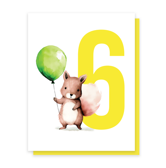 6th Birthday Squirrel, Cute 6th Birthday Greeting Card