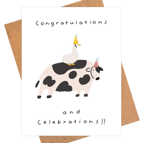 Congratulations Card, Animals Illustrated Card - Front & Company: Gift Store