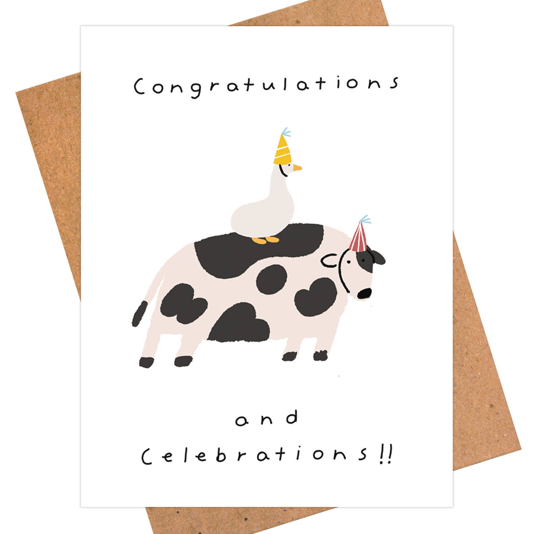 Congratulations Card, Animals Illustrated Card