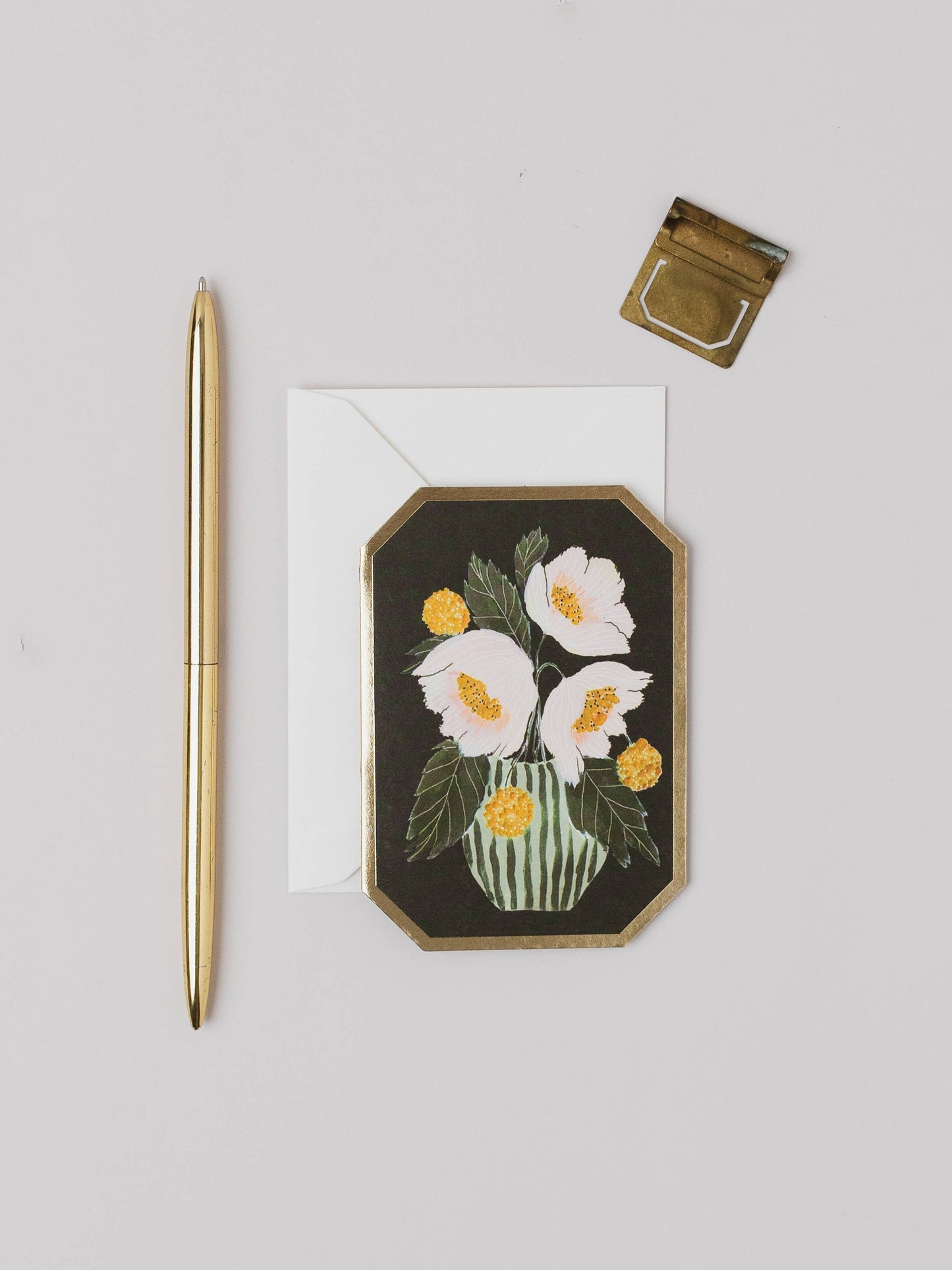 PEONY VASE BOTANICAL DIE CUT MINI FLORAL CARD