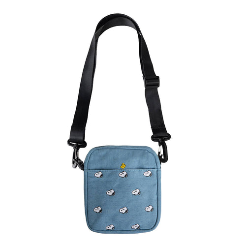 3P4 x Peanuts® - Snoopy Embroidered Crossbody Bag (Denim) - Front & Company: Gift Store