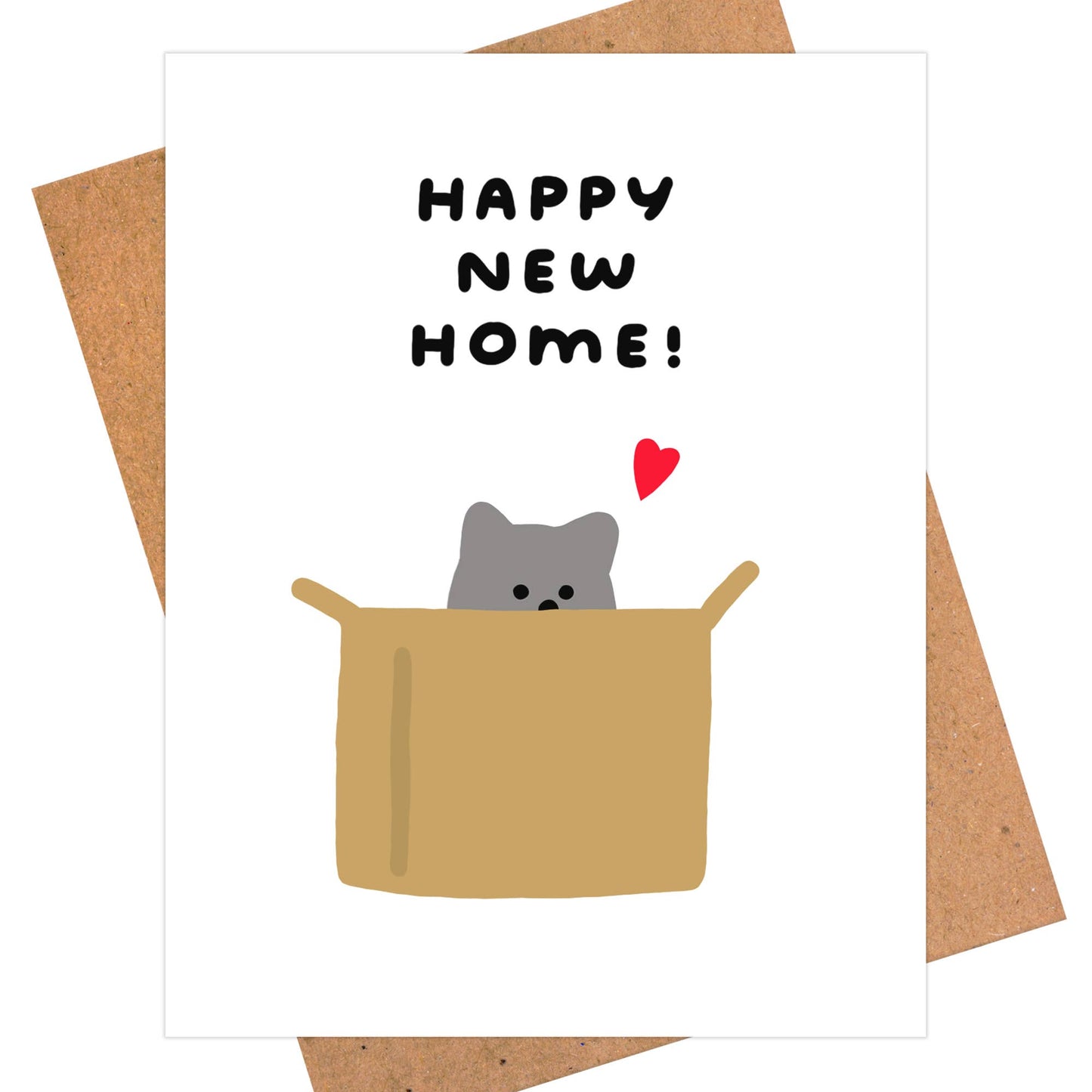New Home Card, Housewarming Greeting Card - Cute Cat