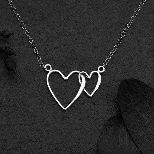 Sterling Silver Linked Hearts Necklace