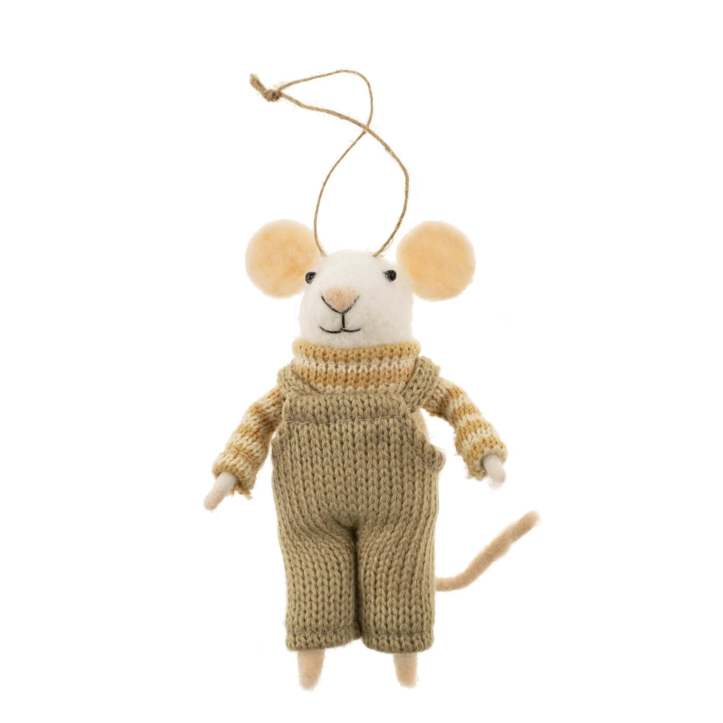 Felt Mouse Ornament:  Overalls Olive Holiday Ornament