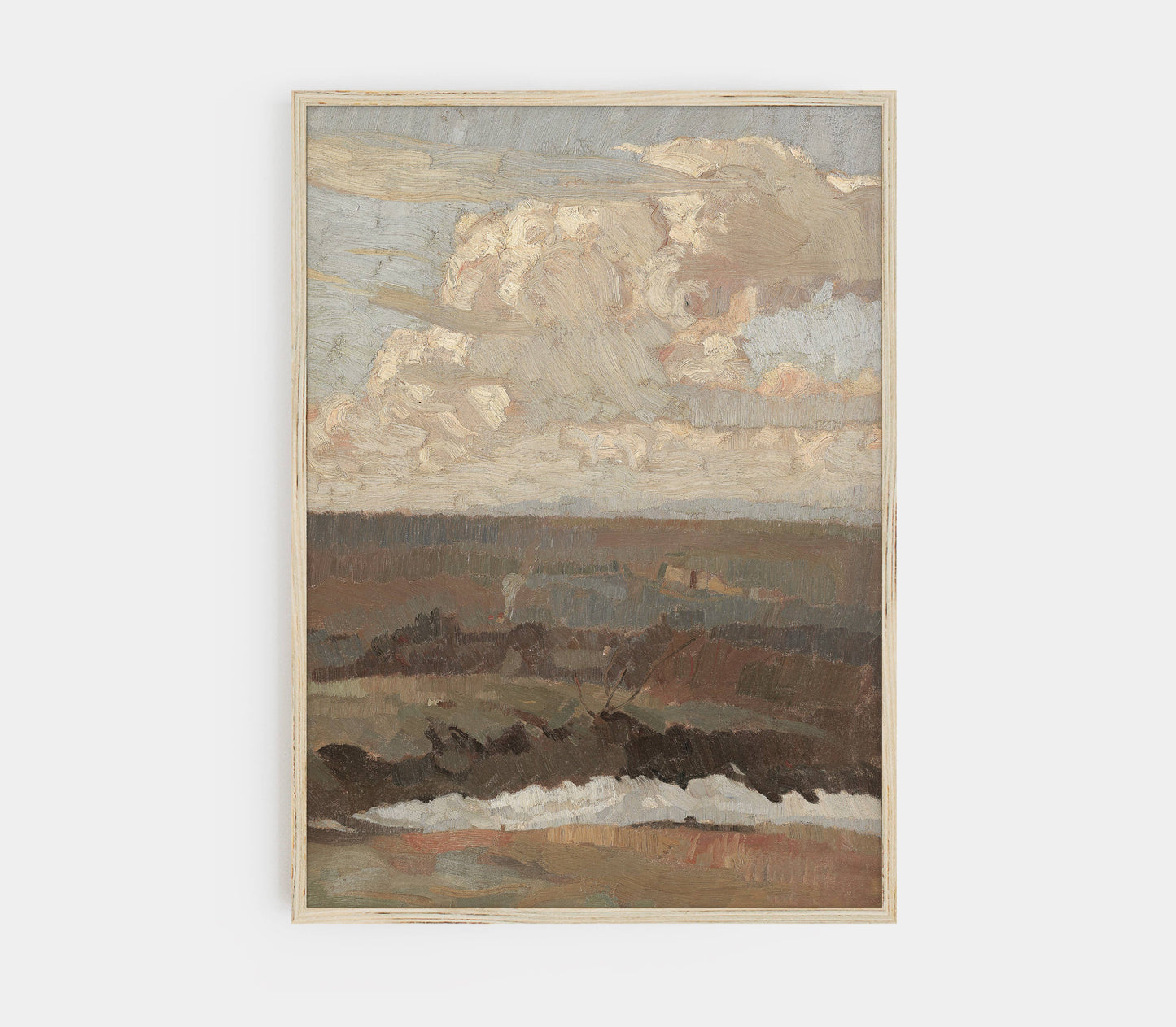 Vintage Landscape Painting | Moody Neutral Muted Art L202