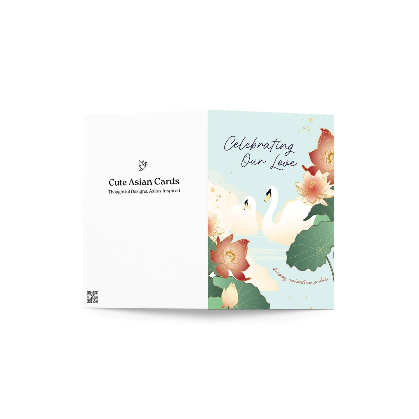 Swans and Lotus Valentine's Day Card | Celebrating Our Love