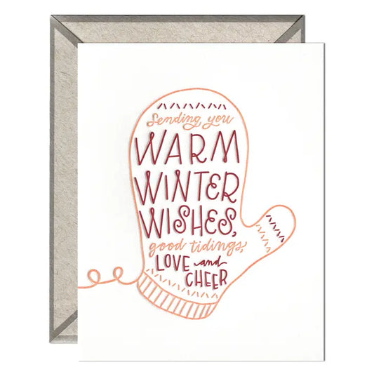 Warm Wishes Mitten - Winter Holidays Card