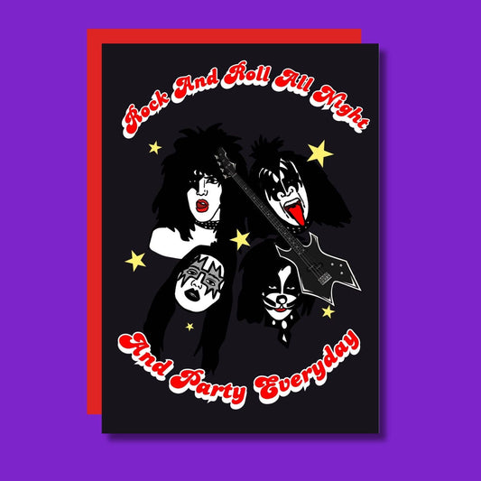 Rock And Roll All Day Happy Birthday Band Card