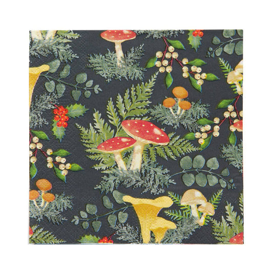 Mushroom Christmas Napkin | 20 Pack | Xmas Napkins |