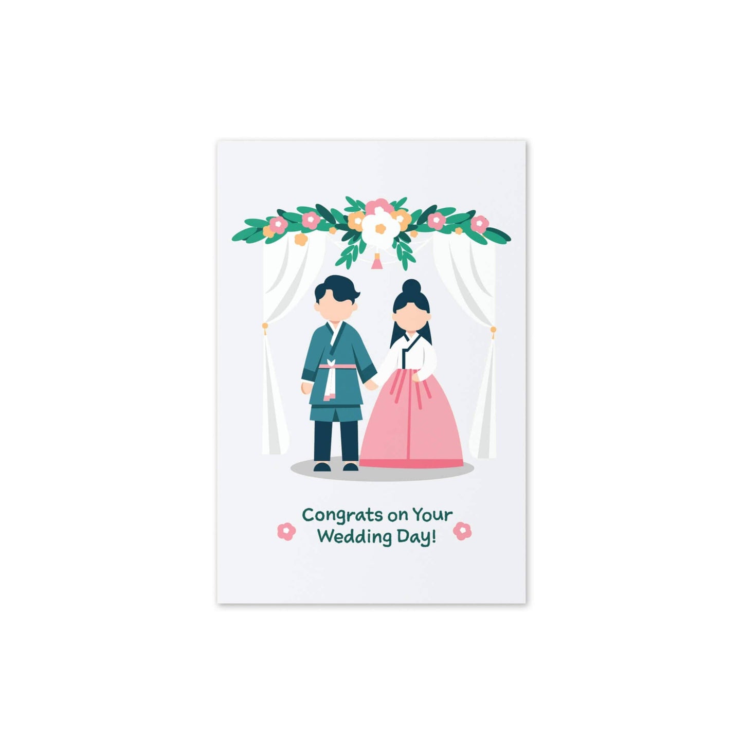 Korean Couple Asian Wedding Cards | Hanbok Floral Greeting Love Newlyweds