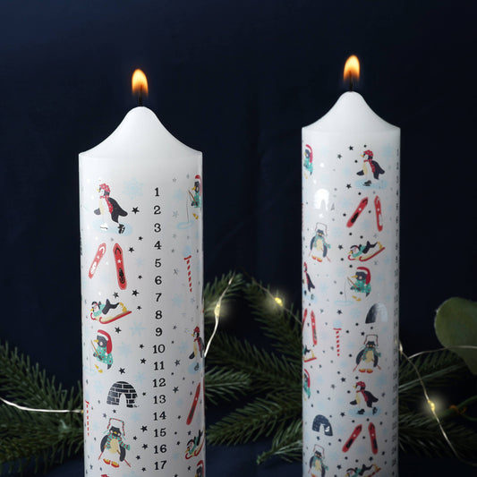Winter Wonderland Pack of  2 Pillar Advent Candles