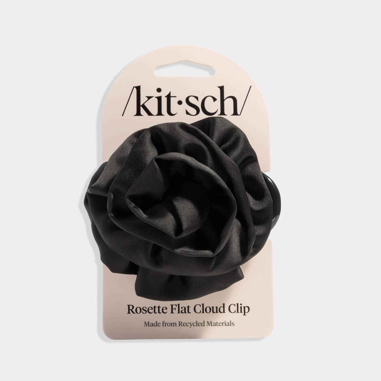 Satin Rosette Medium Flat Cloud Clip - Black