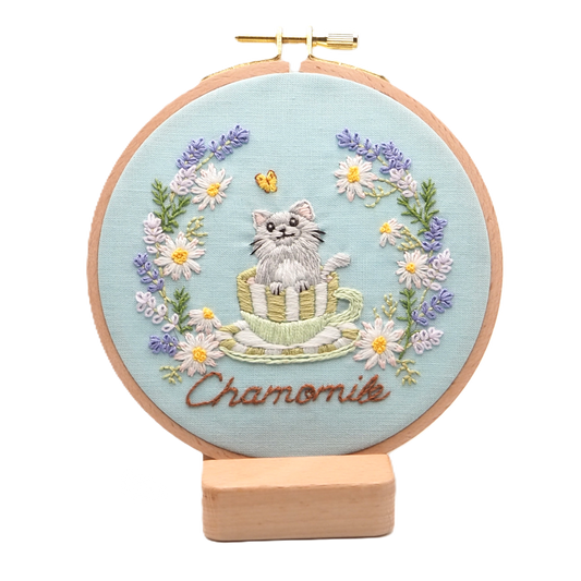 DIY Embroidery Kit Chamomile Tea / from Cat & Tea Collection