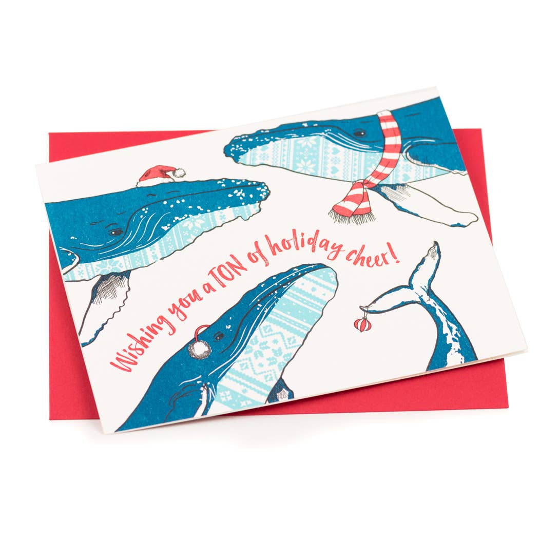 Holiday Sweater Whales Card