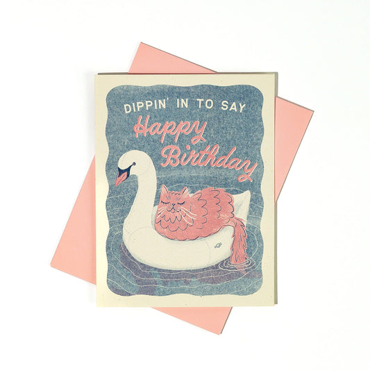 Dippin' In - Risograph Birthday Card
