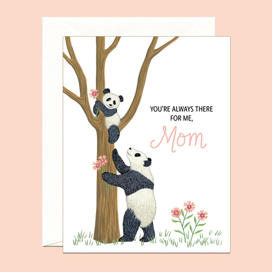 Panda Mom & Baby Climbing Tree Mothers Day Card