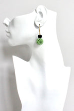 Load image into Gallery viewer, HYLE16 Green and black floral earrings
