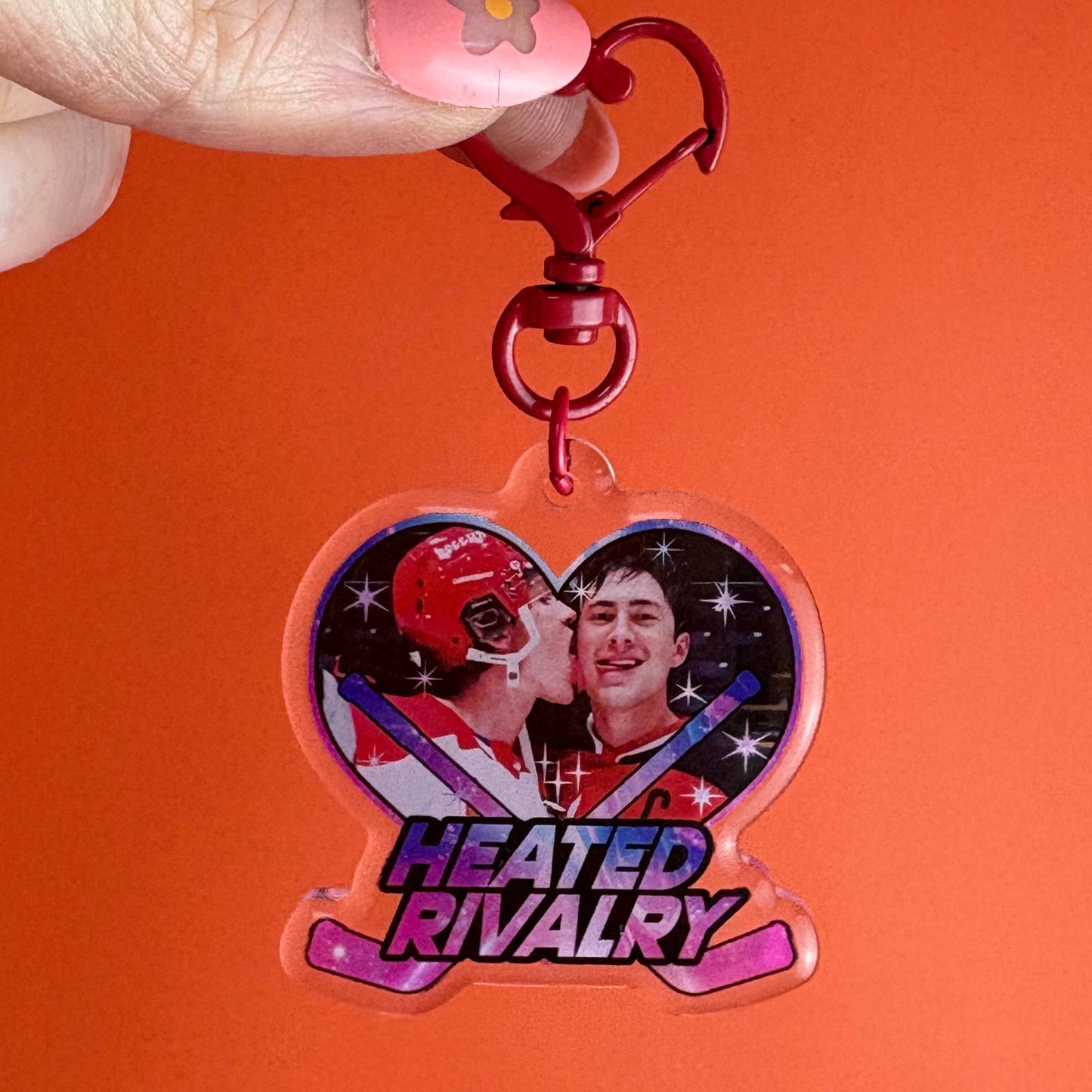 Heated Rivalry Heart Keychain (Red Heart Clasp)