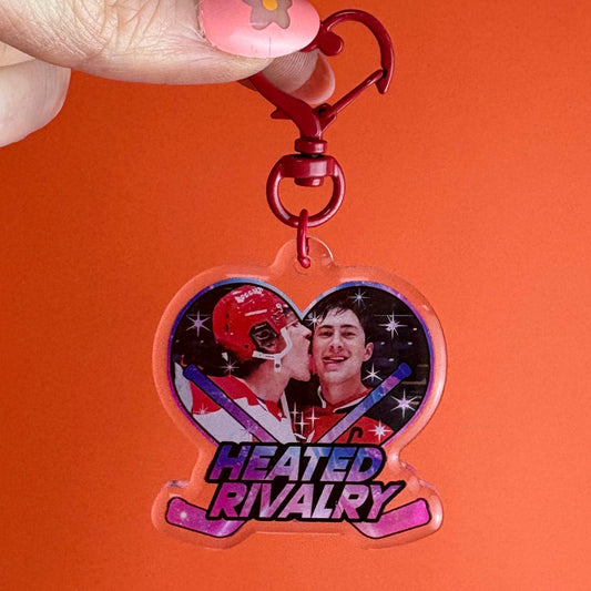 Heated Rivalry Heart Keychain (Red Heart Clasp)