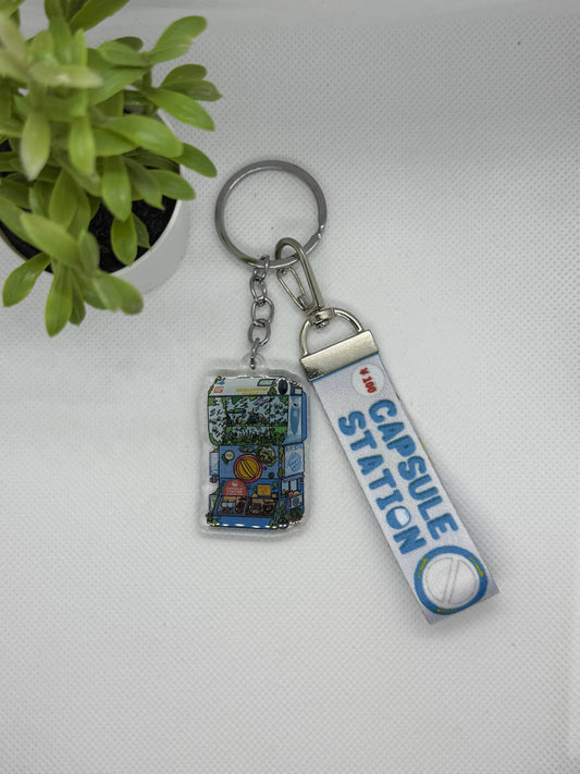 Capsule Station Cafe Keychain W/ Lanyard