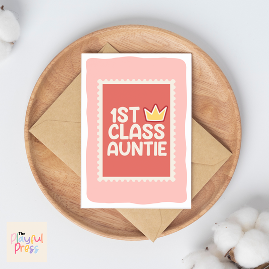 First Class Auntie Birthday Card