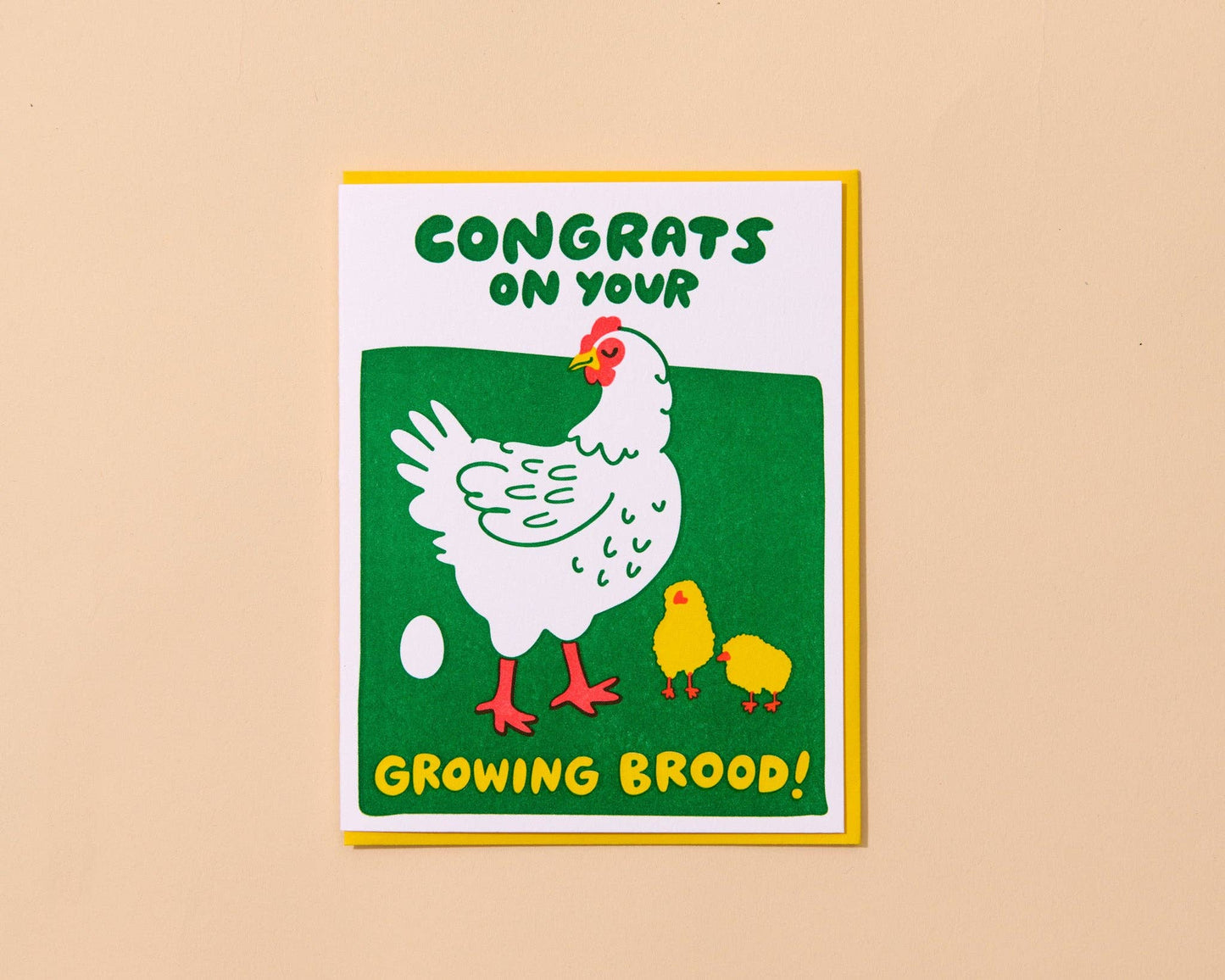 Funny Letterpress New Baby Greeting Card - Growing Brood Hen