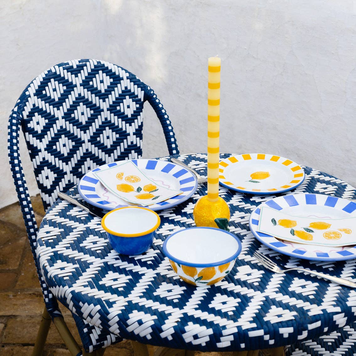 Yellow Stripe Dinner Candle