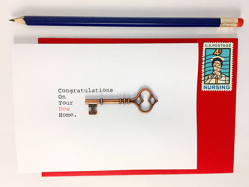 CONGRATS ON YOUR NEW HOME (VINTAGE KEY) Greeting Card - Front & Company: Gift Store