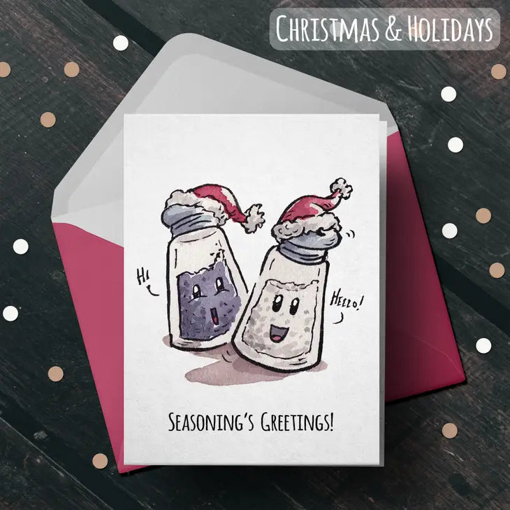 "Seasoning's Greetings" - Cute, Chef, Foodie Christmas Card
