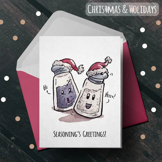 "Seasoning's Greetings" - Cute, Chef, Foodie Christmas Card