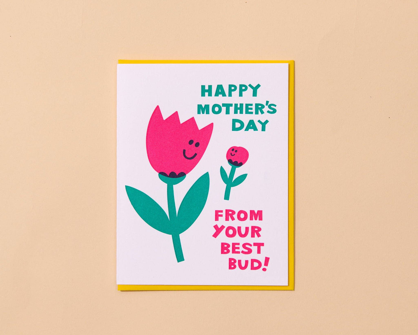 Cute Letterpress Mother's Day Greeting Card - Best Bud