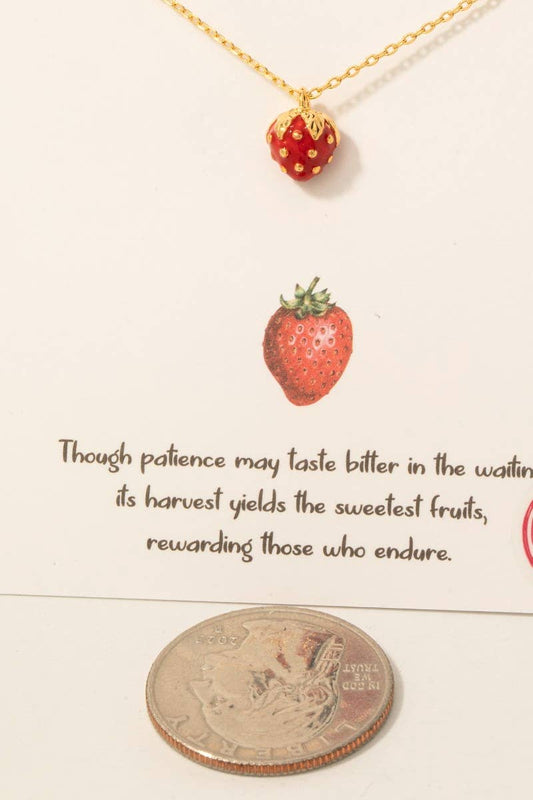 Gold Dipped Epoxy Strawberry Pendant Necklace