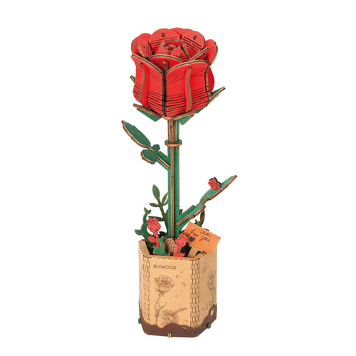 3D Wooden Flower Puzzle: Red Rose - Front & Company: Gift Store