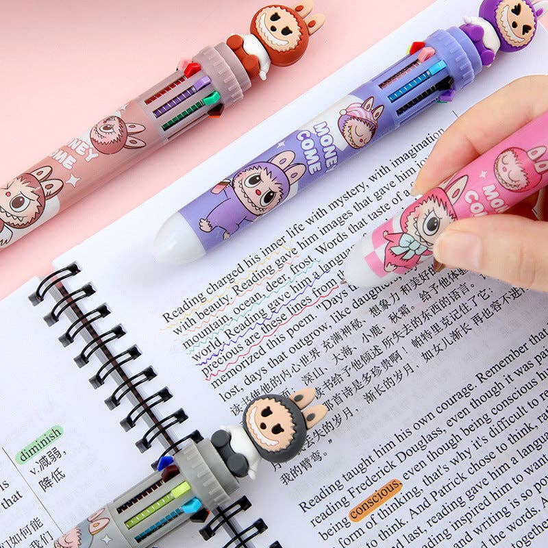 10multi-color Labubu ballpoint pen student pen