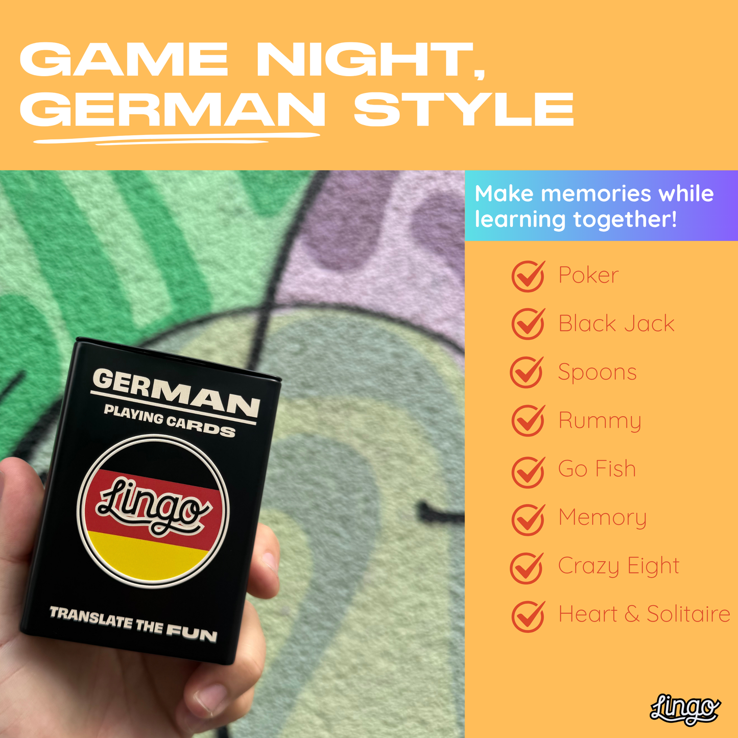 German Travel Playing Cards in Tin Travel Case