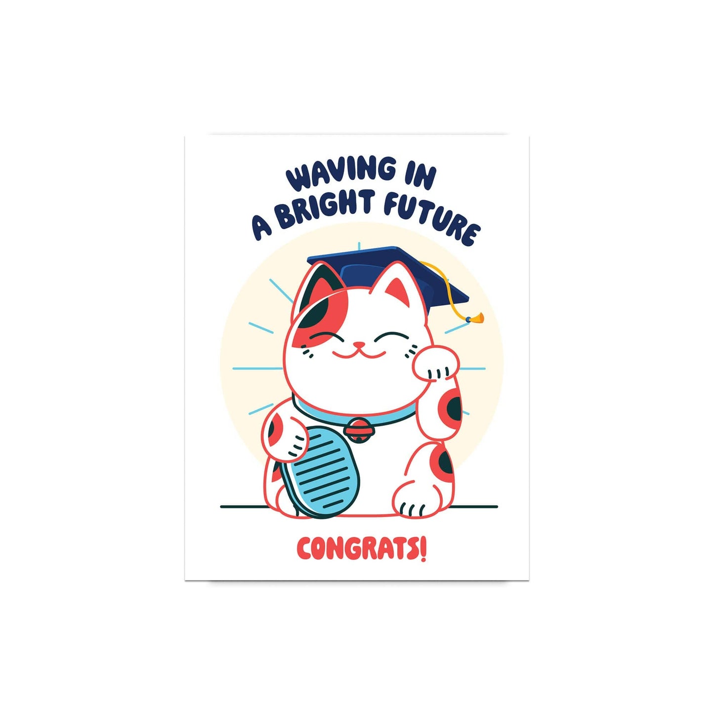 Lucky Cat Graduation Card | Japanese Maneki Neko Congratulations Cap