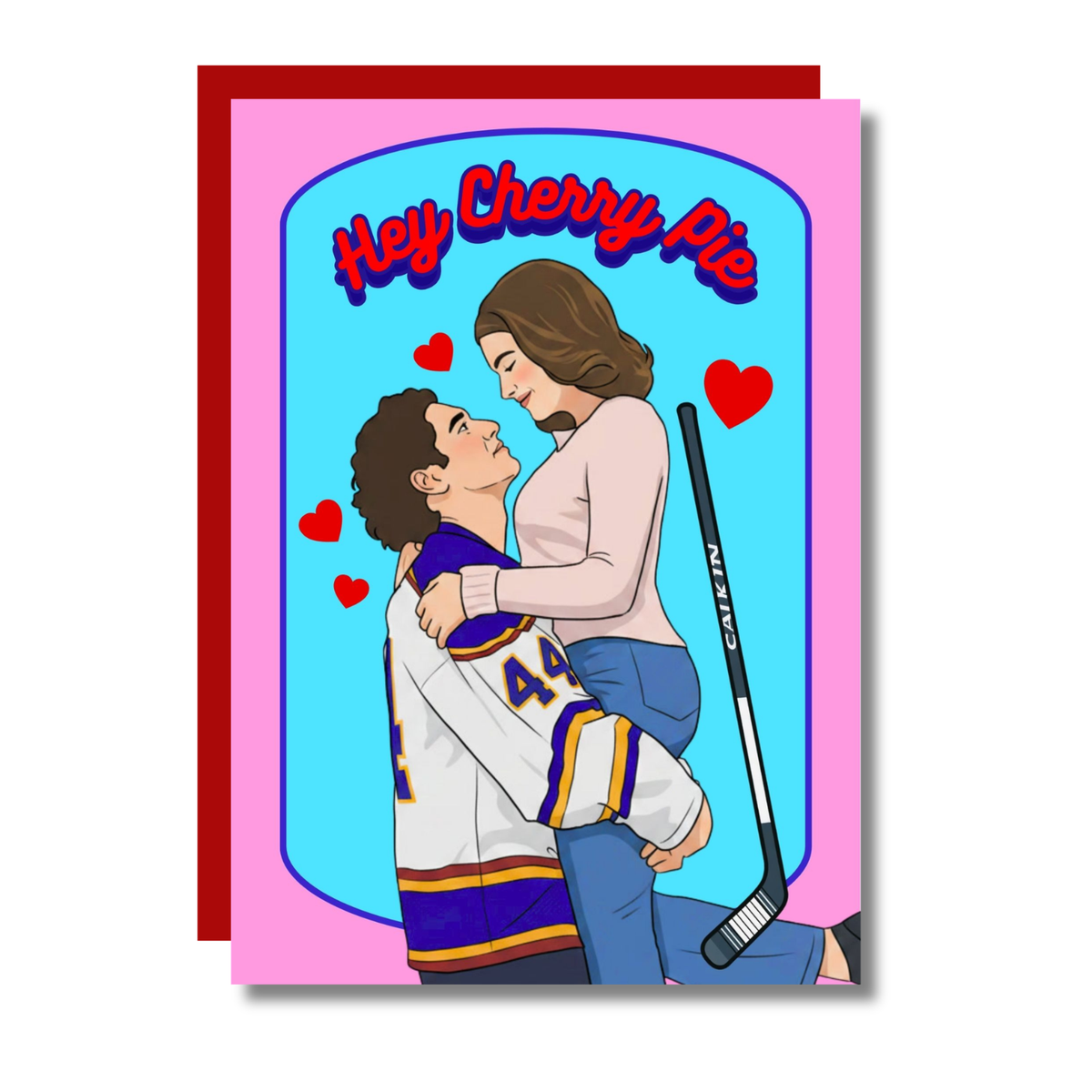 Hey Cherry Pie Hockey Romance Love Greeting Card
