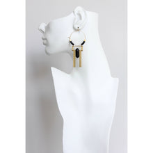 Load image into Gallery viewer, FERE102 Art Deco jet hoop earrings
