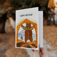 Load image into Gallery viewer, Camping Tent Bear Birthday Card
