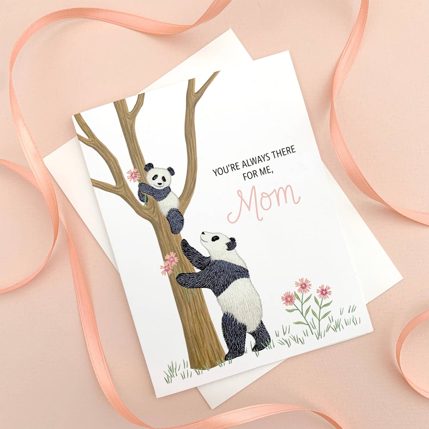 Panda Mom & Baby Climbing Tree Mothers Day Card
