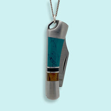 Load image into Gallery viewer, Turquoise and Wood Knife Necklace: 32 Inch
