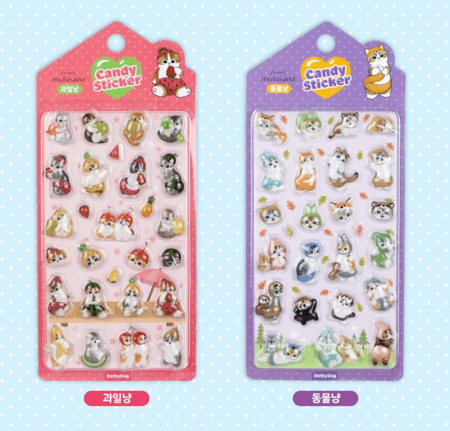 Mofusand Candy Deco Sticker - Puffy 3D Cat Sticker Collection
